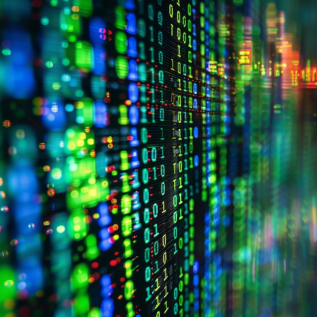 Data code binary background digital binary data on computer screen matrix pattern cyberspace bigdata banner