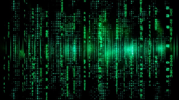Data from a digital stream or binary code on a matrix background with vector digits from virtual security technology sometimes known as binary code or green numbers Generative AI