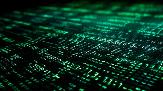 Data from a digital stream or binary code on a matrix background with vector digits from virtual security technology sometimes known as binary code or green numbers Generative AI
