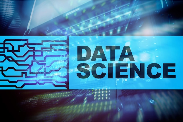 data science business internet and technology concept on server room background