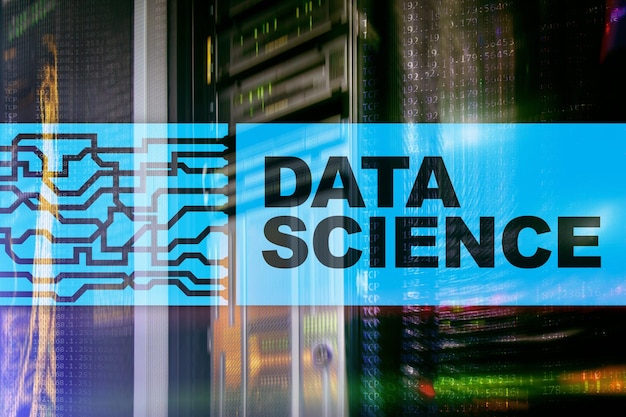 data science business internet and technology concept on server room background