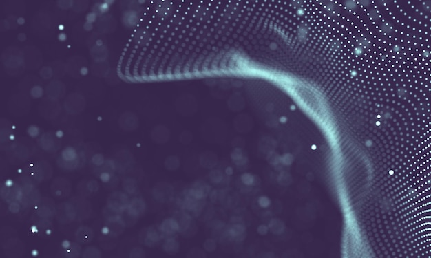Data technology abstract futuristic illustration Low poly shape with connecting dots and lines on dark background 3D rendering Big data visualization