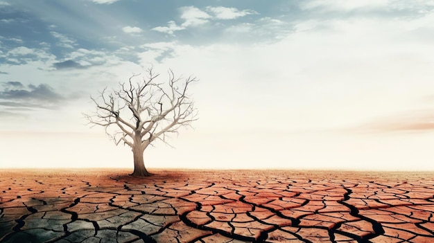 Dead trees on dry cracked