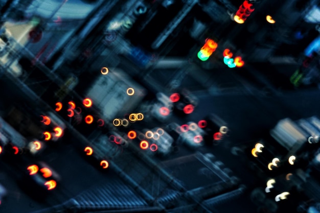 defocused lights on street at night