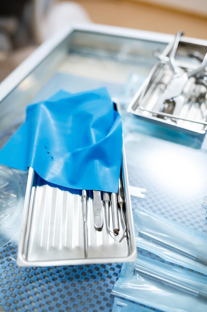 Dental clinic instruments for the treatment of the oral cavity. Dental instruments