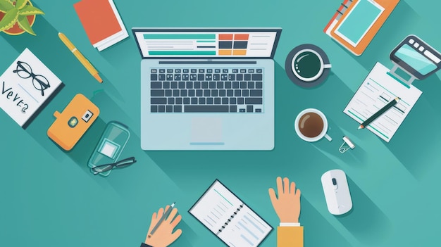 depict a marketer developing a brand story focusing on creating a narrative that resonates with the target audience