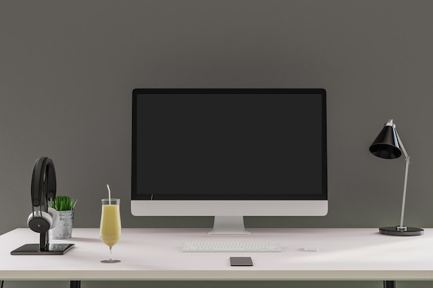 Designer desktop with computer
