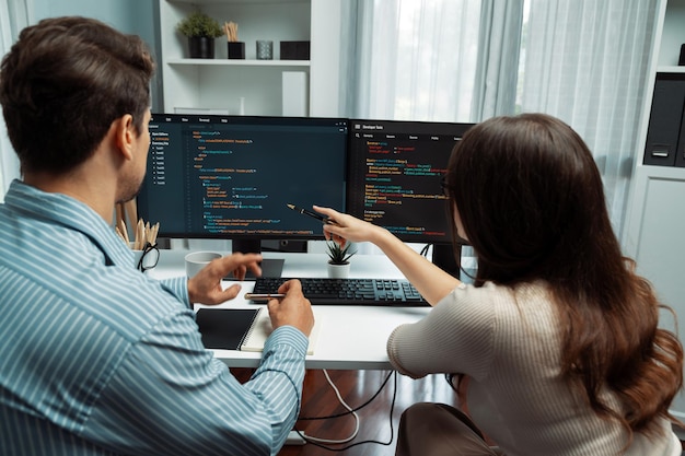 developers program coding discussing website planning software postulate