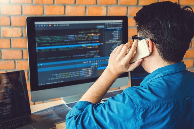 Developing programmer Development Website design and coding technologies working 