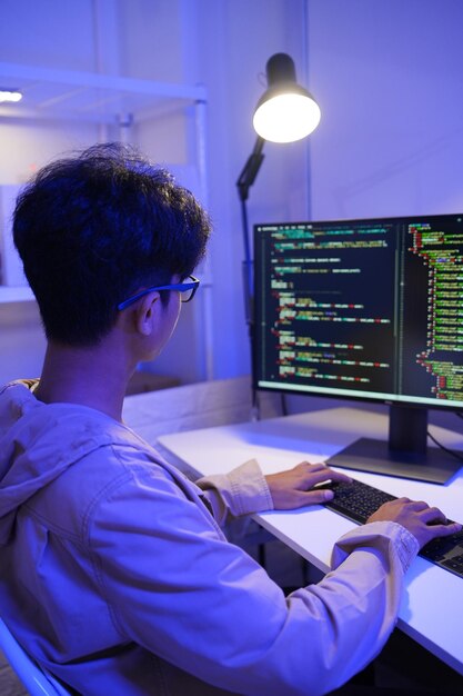 Development programmer working in website a software and coding technology