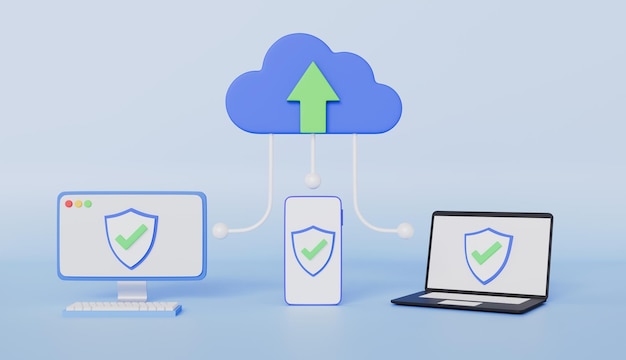 Devices connected to the cloud global data sharing protection systems Computer laptop