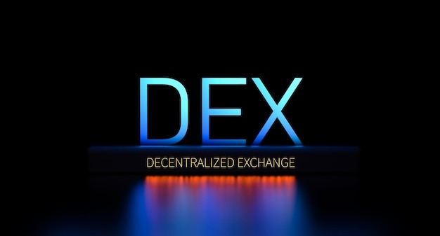 dex decentralized exchange concept neon abbreviation dex 3d render