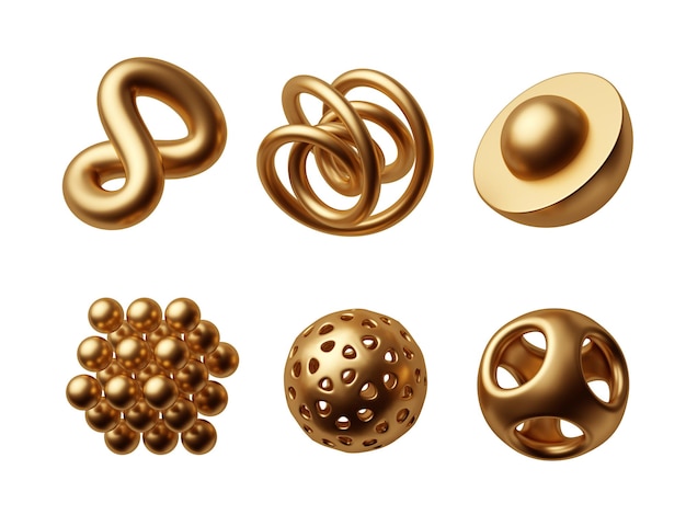 Different geometric golden shapes set