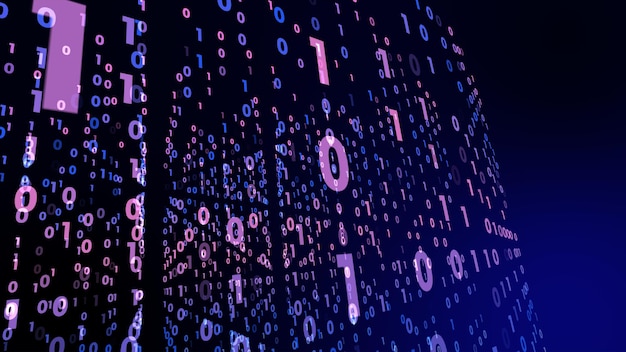 Digitaalinen teknologia binäärinumeroilla valopolku linjadata tulevaisuuden datateknologia kyberohjelmoinnin 101 konsepti