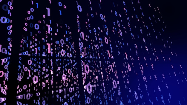 Digitaalinen teknologia binäärinumeroilla valopolku linjadata tulevaisuuden datateknologia kyberohjelmoinnin 101 konsepti