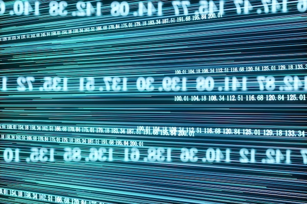 Digitaaliset numeroviivat muodostavat maapallon ison datan taustalla 3d-renderöitynä