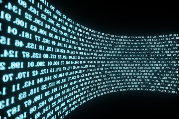 Digitaaliset numeroviivat muodostavat maapallon ison datan taustalla 3d-renderöitynä