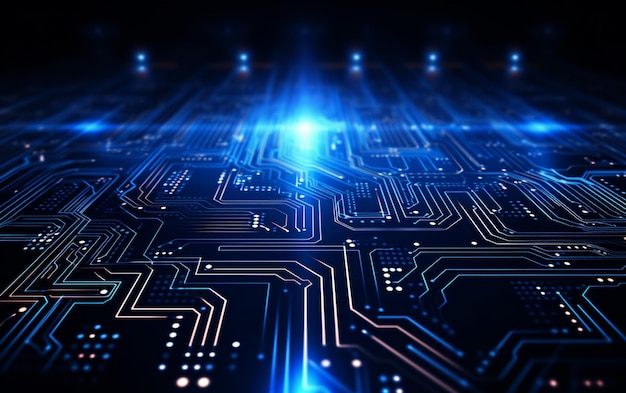 Digitaaliteknologian futuristinen banneri piirilinjoilla