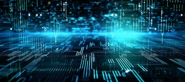 Digitaaliteknologian futuristinen banneri piirilinjoilla