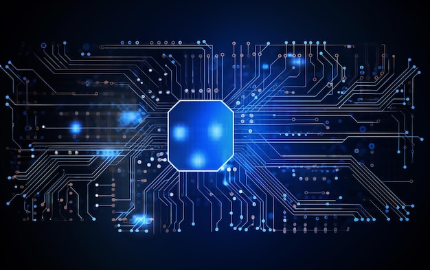 Digitaaliteknologian futuristinen banneri piirilinjoilla