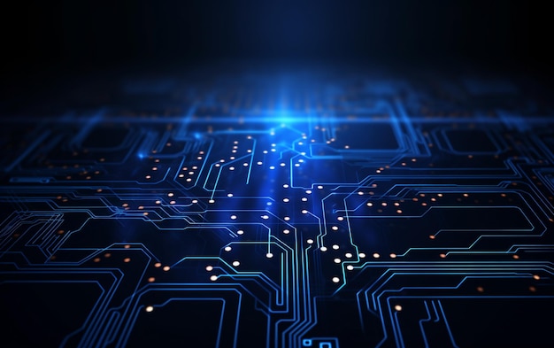 Digitaaliteknologian futuristinen banneri piirilinjoilla