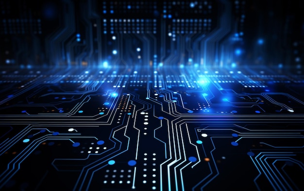 Digitaaliteknologian futuristinen banneri piirilinjoilla