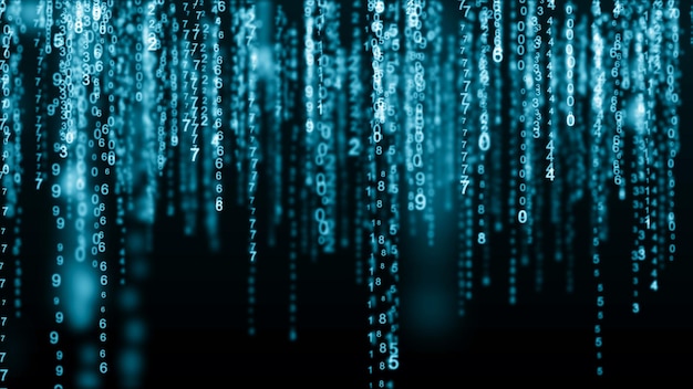 Digital background blue matrix Binary computer code Hacker concept 3d rendering