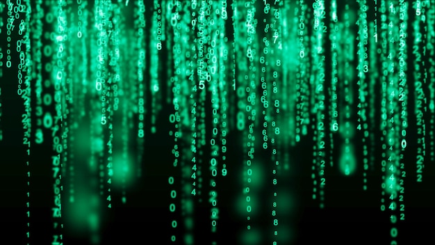 Digital background green matrix Binary computer code Hacker concept 3d rendering