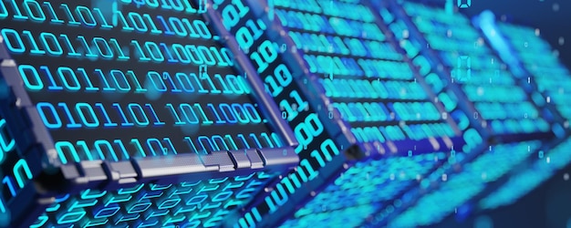 Digital background Technological background Neural network concept Artificial intelligence Blockchain Binary background Abstract background 3D rendering