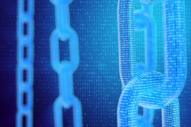 Digital blockchain code Chain links network Concept of Network cryptocurrencies internet