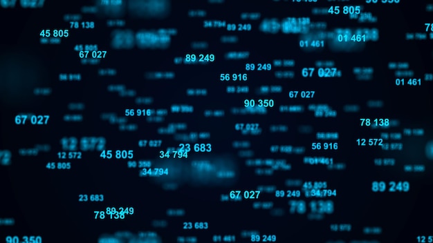 Digital blue background Information code Binary computer code 3d rendering