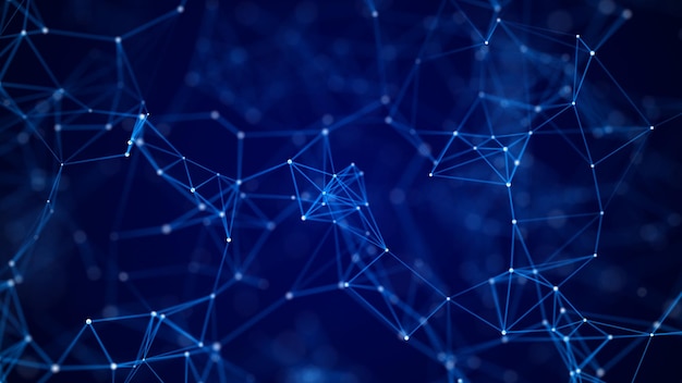 digital blue background with dots and lines big data visualization network connection structure 3d rendering