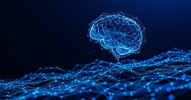 Digital brain hologram hud artificial intelligence ai machine deep learning business technology