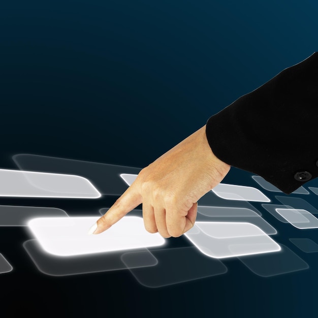 digital composite image of hand against blue background
