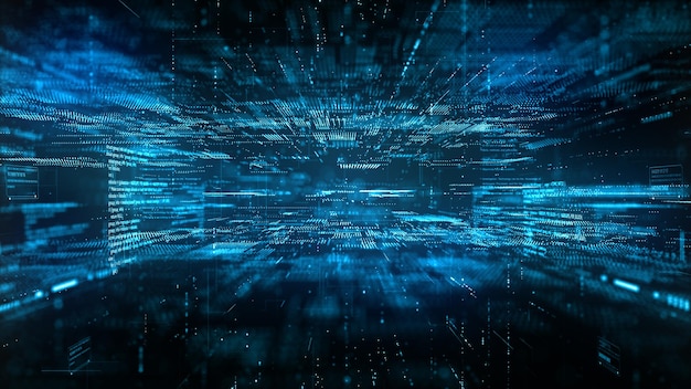 Digital cyberspace futuristic Digital data matrix flowing