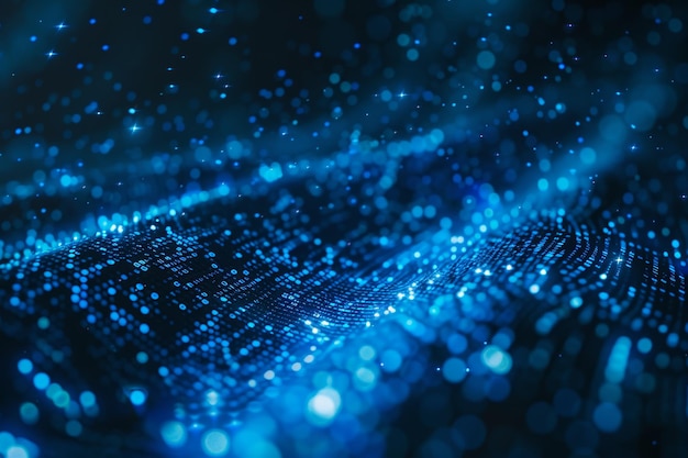 digital data stream of blue numbers and code flowing in the dark space abstract background for technology or digital information concept with binary number on black screen