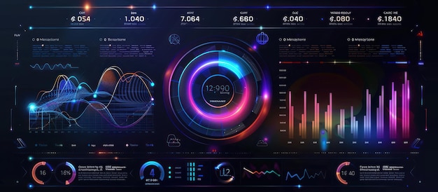 Digital display HUD style hologram interface cyber virtual hitech panel technology Background wallpaper AI generated image