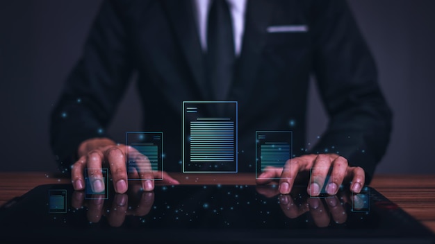 Digital document online Electronic signature document management paperless office E signing signing business contract concept metaverse