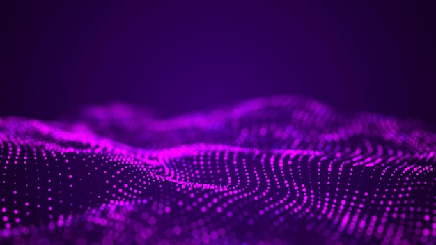 Digital dynamic wave Abstract futuristic pink background with dots Big data visualization 3D rendering