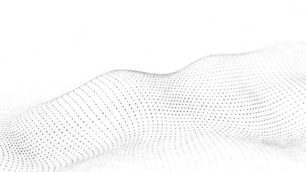 digital dynamic wave of particles abstract white futuristic background big data visualization 3d rendering