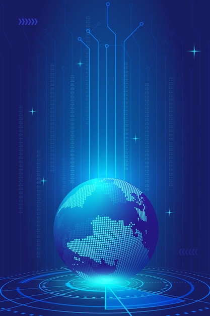Digital globe showing tech technology concept on circuit board turntable