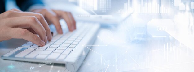 digital marketing commerce online sale concept promotion of products or services person typing on