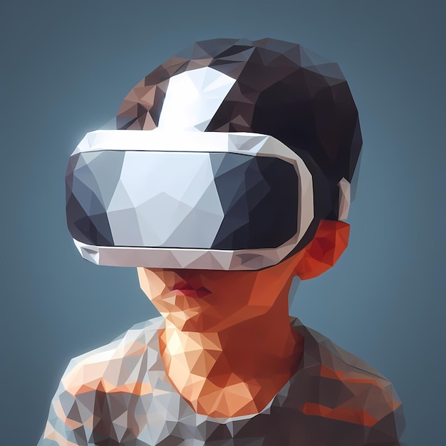 Digital Native Vr Head Set Gen A child and technology low poly