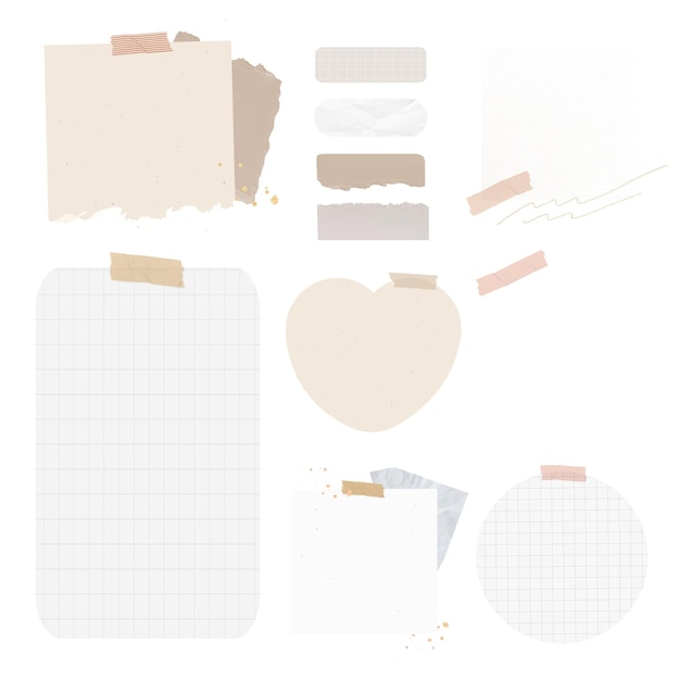 Digital note png element set pink digital sticker packs