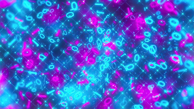 Digital numbers with digital background computer generated 3d render
