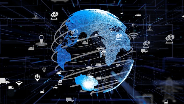 Digital smart transport technology abstract