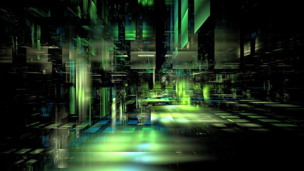 Digital space architecture design Complex mathematical calculations in a digital environment virtual space Modern digital technologies cloud computing 3d render