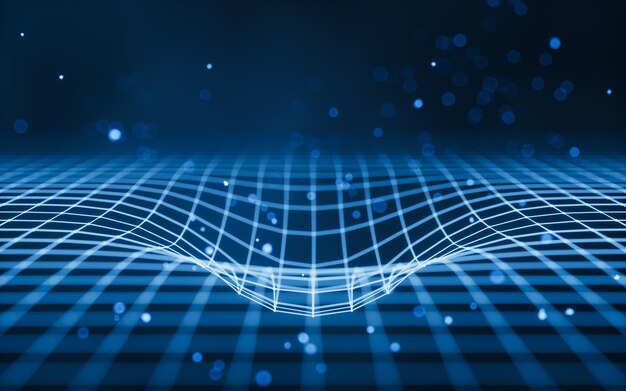 Digital space with glowing lines 3d rendering