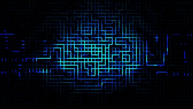Digital technology for neon colored circuit board line texture background design