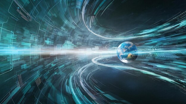 digital technology network data and communication concept abstract background